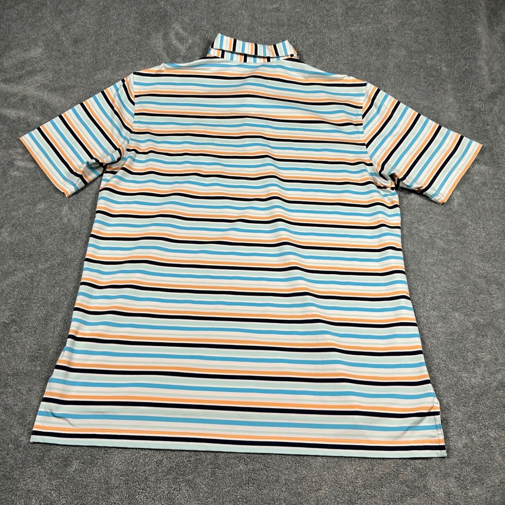 Peter Millar Summer Comfort Kapalua Golf Polo Mens Large Blue Orange Striped L - Picture 9 of 12